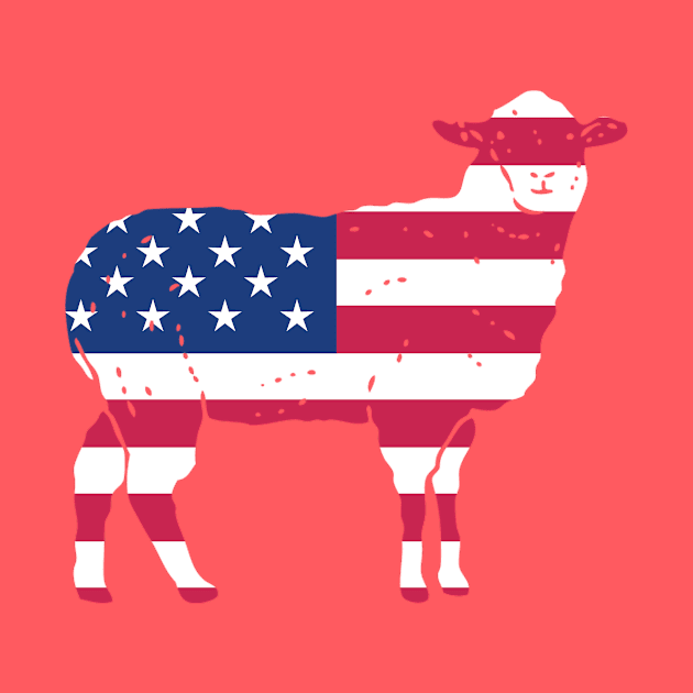 Patriotic Sheep with the US Flag by RJCatch