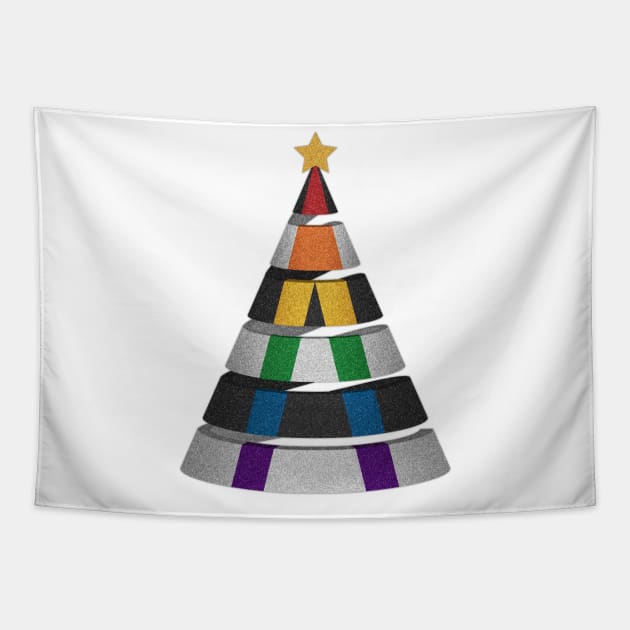 Large Spiral LGBT Ally Pride Flag Christmas Tree Vector Tapestry by LiveLoudGraphics