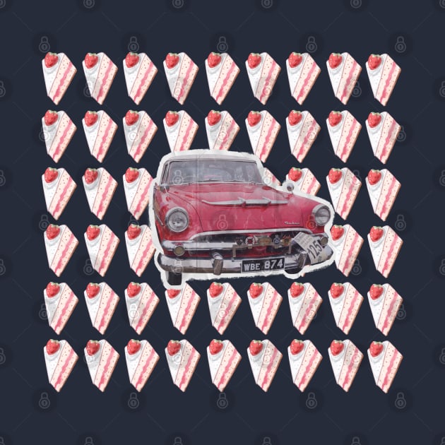 Retro Sweetness: Pink Cadillac & Cake by PrintDesignStudios