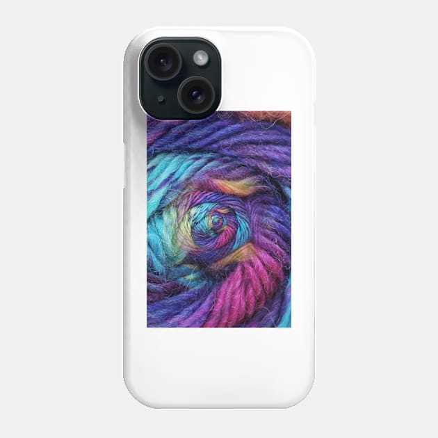 ball of coloured wool making a complex design structure on black background Phone Case by mister-john