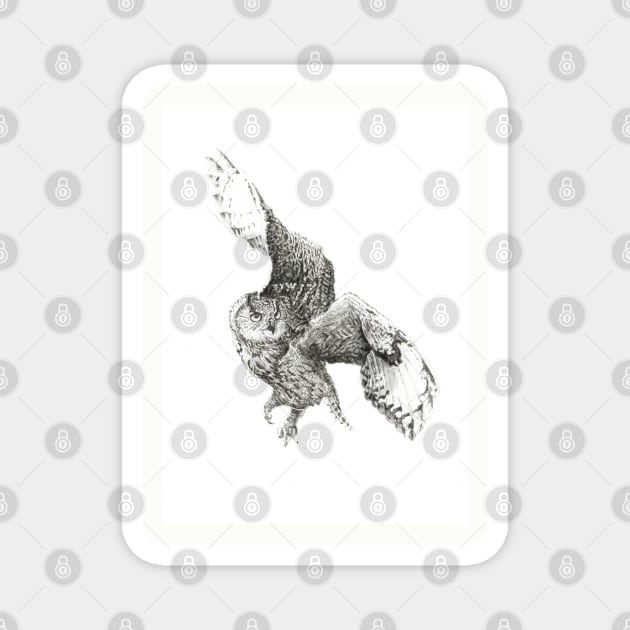 flying owl Magnet by David Dots