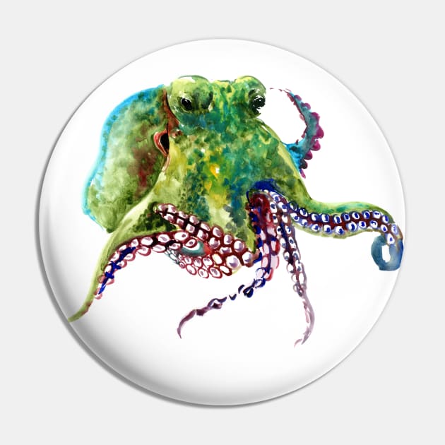 Olive Green Octopus painting Pin by surenart