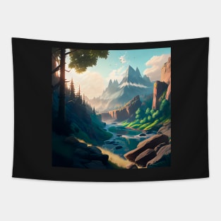 Majestic River Landscape Tapestry