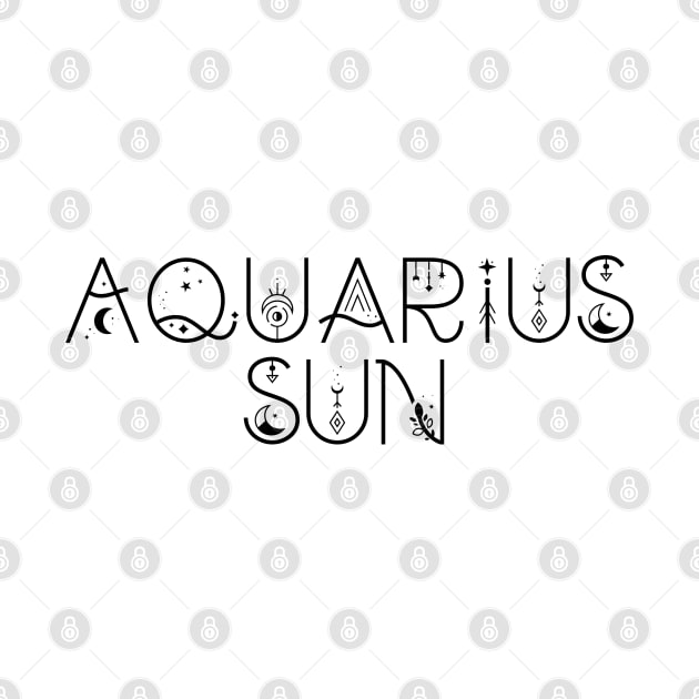 Aquarius sun sign celestial typography by lilacleopardco