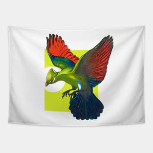 green bird flying Tapestry