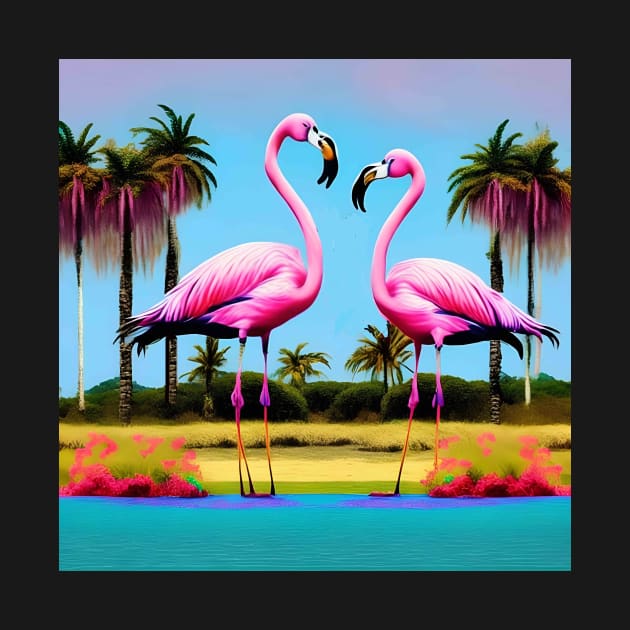 Pink Flamingos Pop Art Flamingo Miami Beach Vibrant by Anticulture