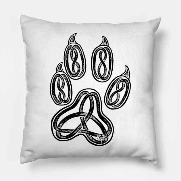 Celtic Wolf Paw Print Pillow by patfish