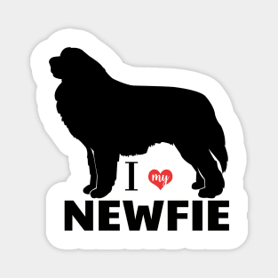 Newfie Pattern in Red Newfoundland Dogs with Hearts / I love my Newfie Magnet