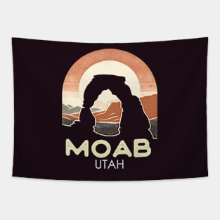 Vintage Delicate Arch Moab Utah Silhouette Tapestry