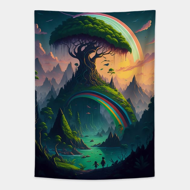 Fantasy Rainbow World Tapestry by Fanbros_art