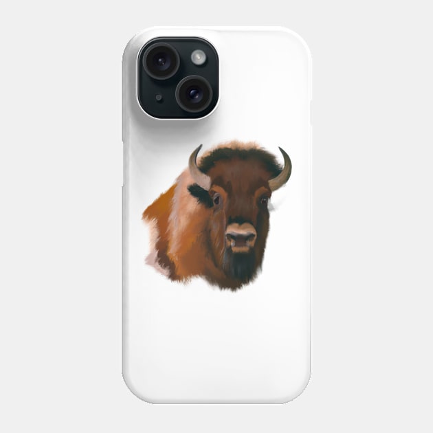 Cute Bison Drawing Phone Case by Play Zoo