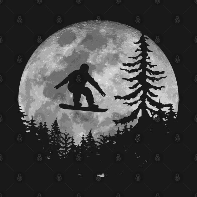 Snowboard Moon Silhouette Vintage Snowboarding by TeeCreations