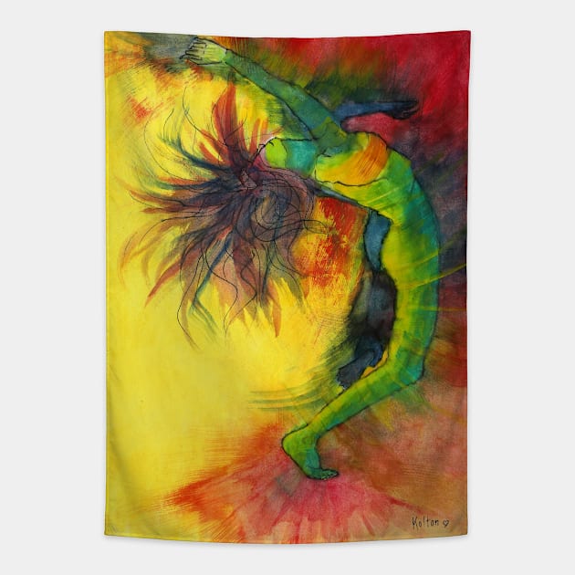 Dance It n2 by Natasha Kolton · dancer dancing watercolor painting Tapestry by natashakolton