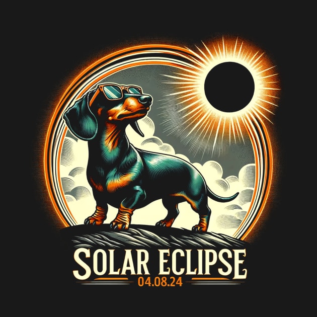 Dazzling Dachshund Eclipse: Unique Tee with Adorable Long-Haired Dachshunds by ArtByJenX