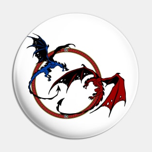 Red and Blue Dragons Pin