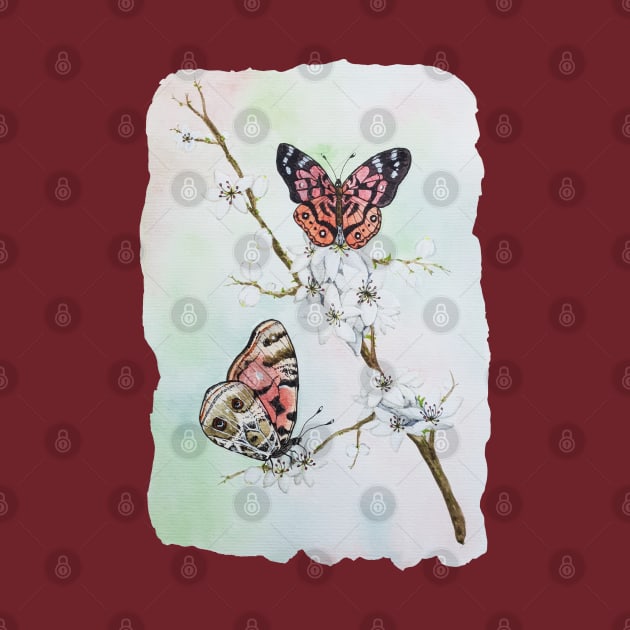 Watercolor Botanical Brazilian Painted Lady Butterfly by Jessfm