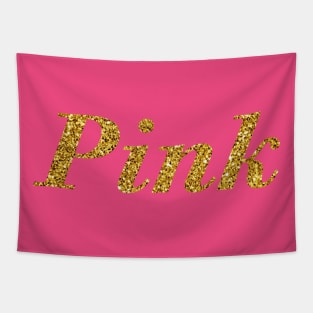 Pink , Golden Glitter Tapestry