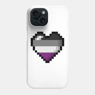 Large Pixel Heart Design in Asexual Pride Flag Colors Phone Case