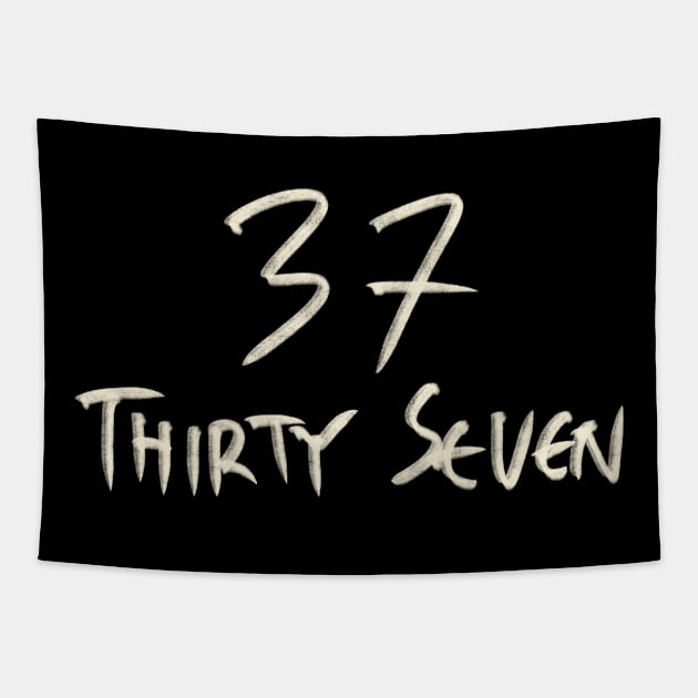 Hand Drawn Letter Number 37 Thirty Seven Tapestry by Saestu Mbathi