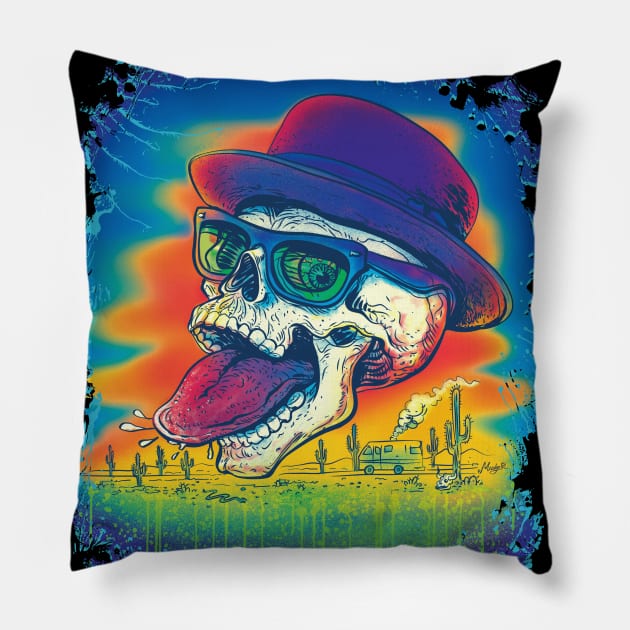 Skull Donning Pork Pie Hat Pillow by Mudge