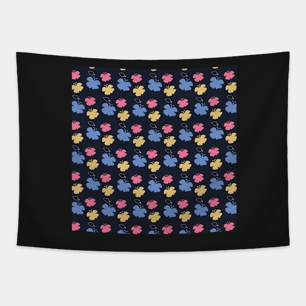 Colorful Hibiscus-Plague Flowers Pattern Tapestry by kelnan