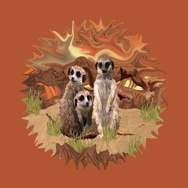 Three Meerly Meerkats by distortionart