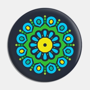 Colorful Blue Mandala Pin