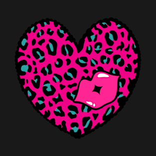 Leopard Heart Kiss, Cheetah Heart, Kiss T-Shirt