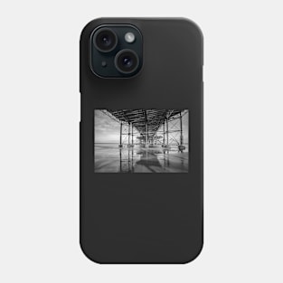 Underneath the wooden boardwalk of a Victorian pier on the Norfolk coast Phone Case