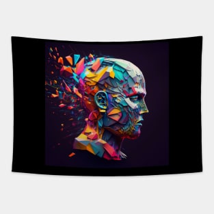 Human Head shattering, generative AI Tapestry