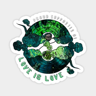 Proud Supporter of Love is Love Rainbows - Space Green Magnet