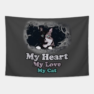 My Heart My Love My Cat Tapestry