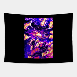 Retro Godzilla Fire Tapestry