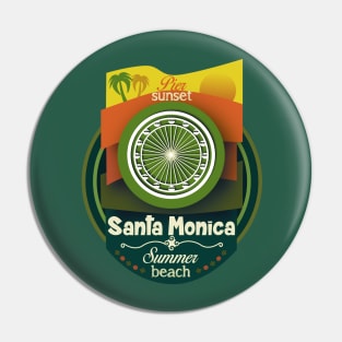 Sunset Pier - Santa Monica Pacific Wheel (green color) Pin