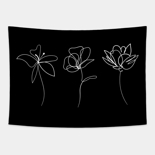 Elegant floral composition hand drawing - Delicate flowers Tapestry by ZenNature