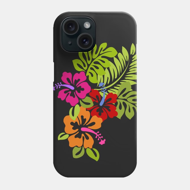 Tropical Hibiscus Flowers Bouquet Phone Case by EDDArt