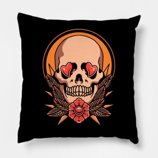 love skull tattoo Pillow