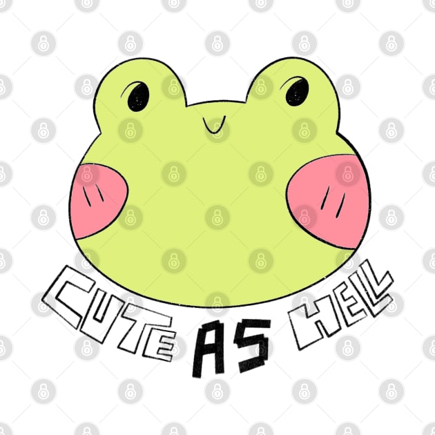 Cute as Hell, cute frog, funny quote by Lapiiin's Cute Sticker