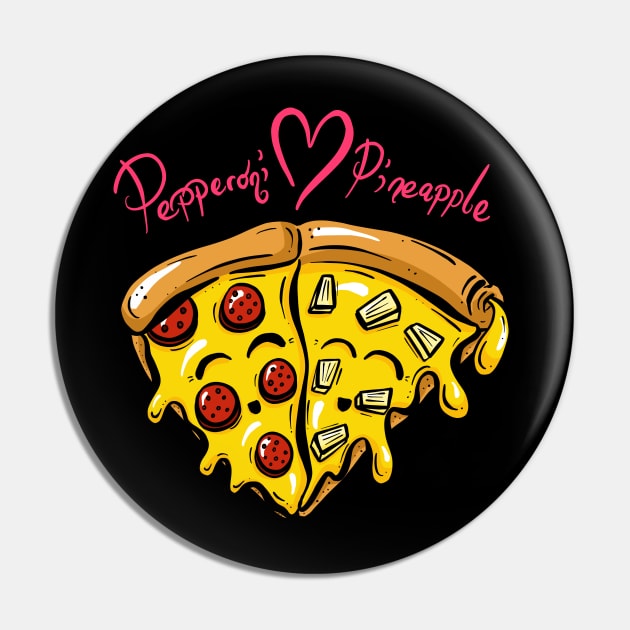 Pineapple Loves Pepperonic Pizza Slices Pin by Squeeb Creative