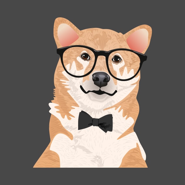 Hipster Shiba Inu T-Shirt by riin92