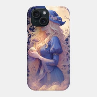 Blue Witch holding Mushroom 1 Phone Case