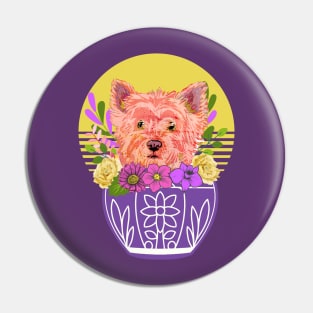 Cairn Terrier with Flowers Pin