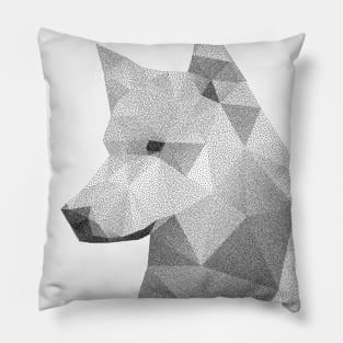 Dramabite Low-poly polygon grey wolf geometric minimal illustration Pillow