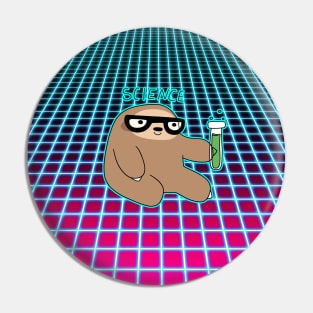 Science Sloth Vaporwave Grid Pattern Pin