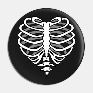 Skeleton rib cage heart Pin