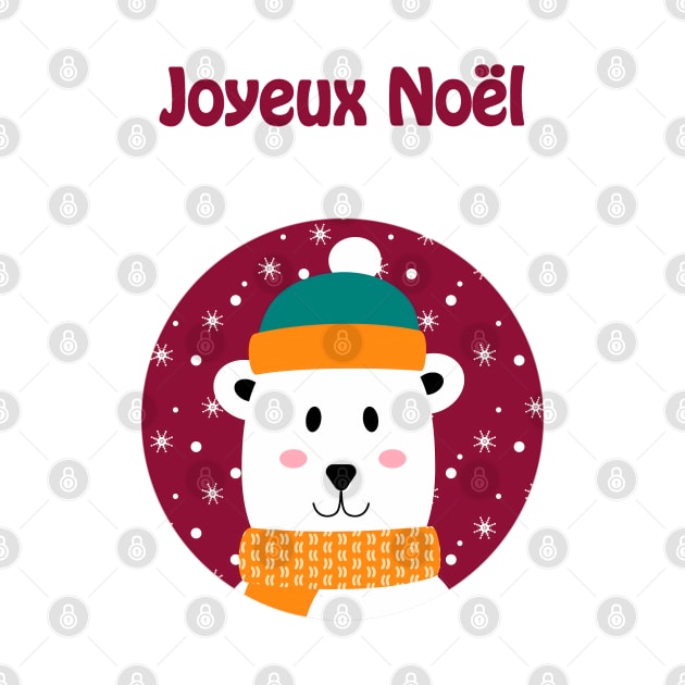 Joyeux Noel - Merry Christmas polar bear wishes (French) by punderful_day