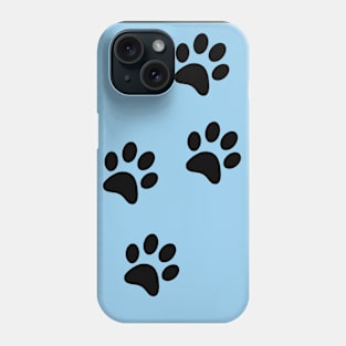 Black Pawprints on Light Blue Phone Case