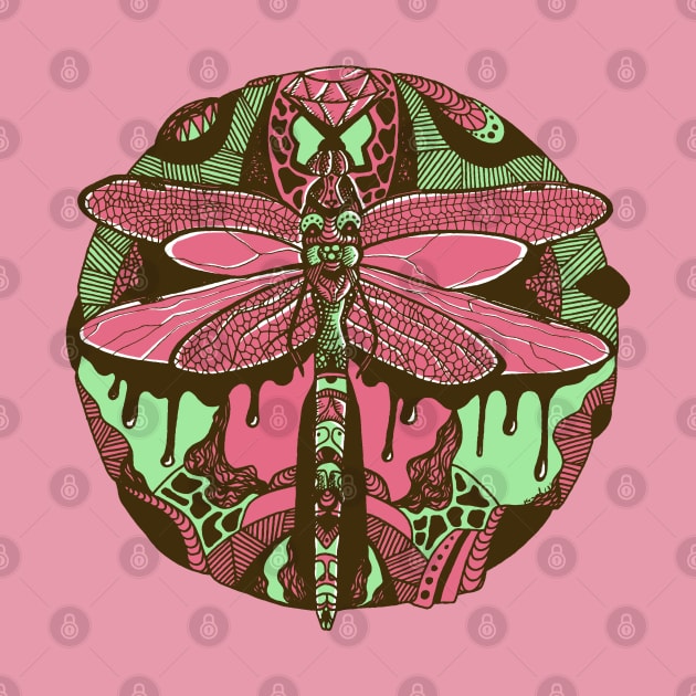 Pink Mint Circle of the Dragonfly by kenallouis