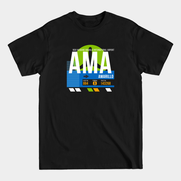 Discover Amarillo (AMA) Airport // Retro Sunset Baggage Tag - Amarillo - T-Shirt