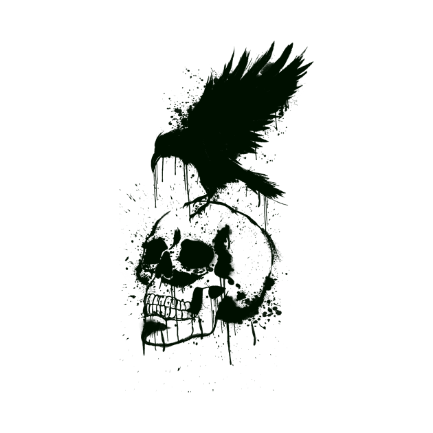 Ink Raven and Skull by HustleHardStore